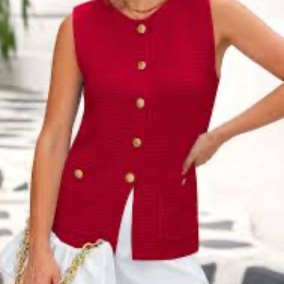 Pretty Garden NWT Red Knit Sweater Vest Size XL - Picture 1 of 7
